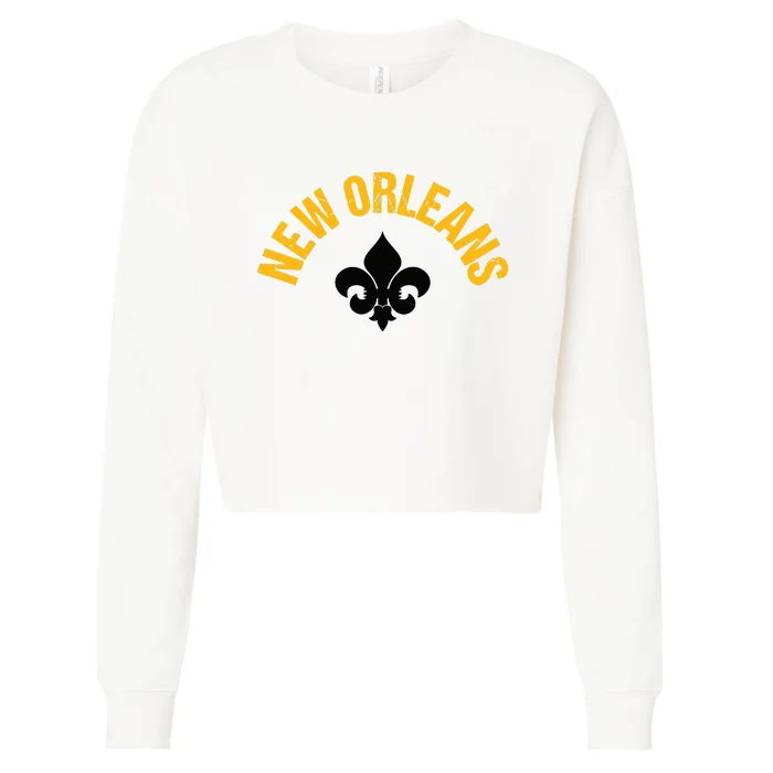 New Orleans Fleurdelis Fleurdelys Design New Orleans Cropped Pullover Crew