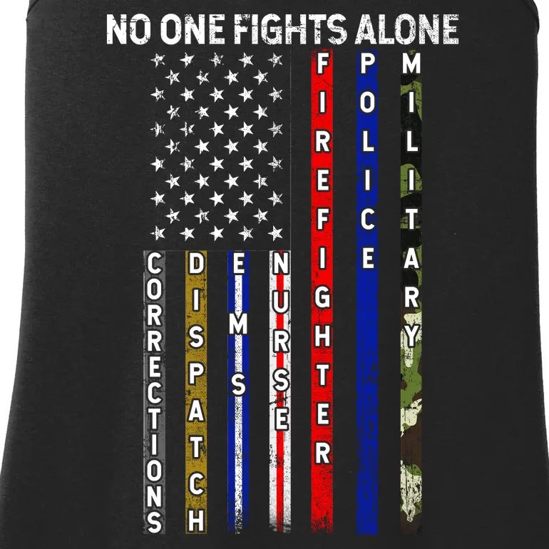 No One Fight Alone USA Flag Ladies Essential Tank