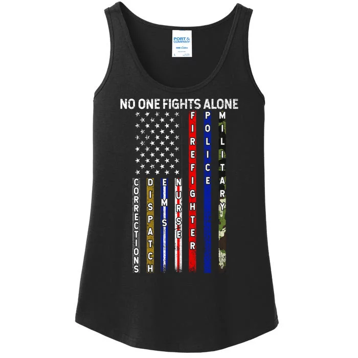 No One Fight Alone USA Flag Ladies Essential Tank