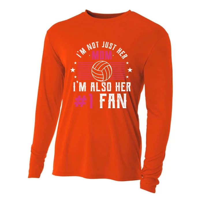 Number One Fan Volleyball Mom Gift Design Idea Design Gift Cooling Performance Long Sleeve Crew