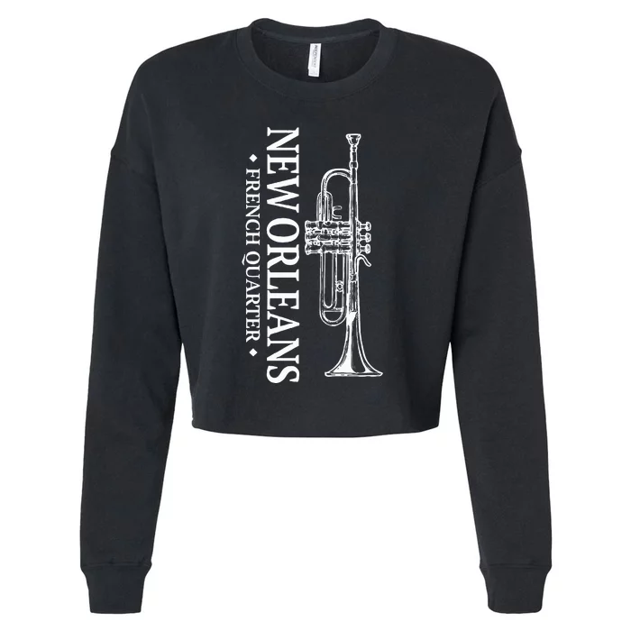 New Orleans French Quarter Mardi Gras Cropped Pullover Crew