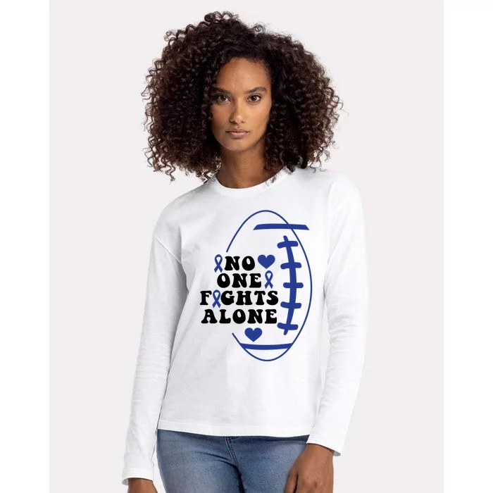 No One Fights Alone Colon Cancer Family Womens Cotton Relaxed Long Sleeve T-Shirt