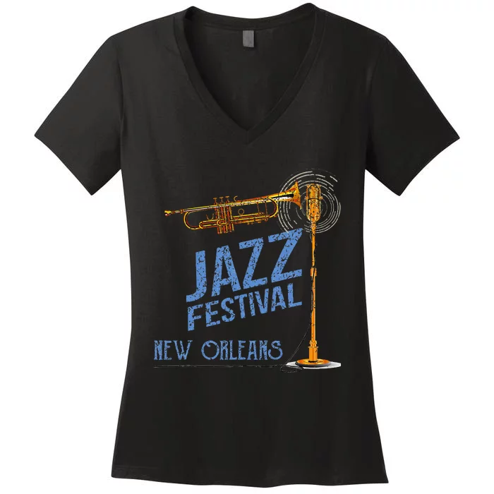 New Orleans Festival Of Jazz Music Louisiana Gifts Women's V-Neck T-Shirt