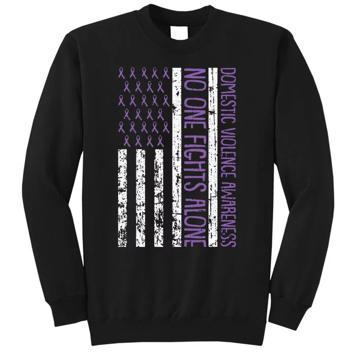 No One Fight Alone American Flag Domestic Violence Awareness Sweatshirt