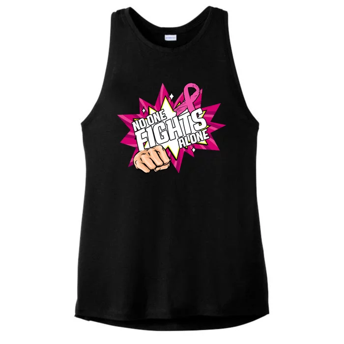 No One Fights Alone Breast Cancer Awareness Ladies Tri-Blend Wicking Tank