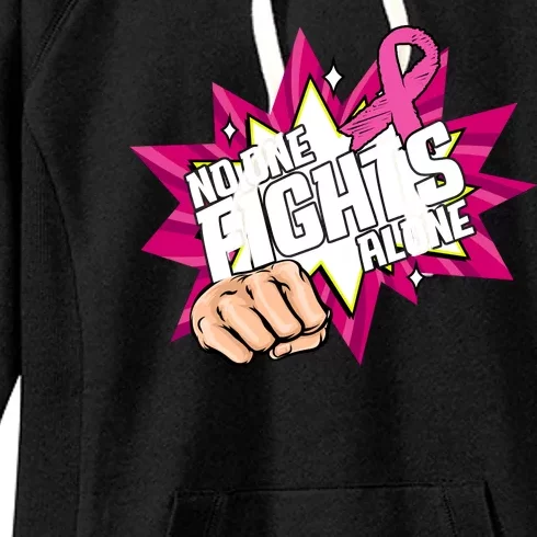 No One Fights Alone Breast Cancer Awareness Women's Fleece Hoodie