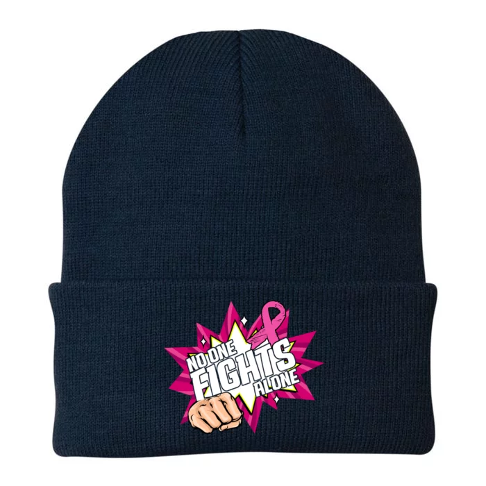 No One Fights Alone Breast Cancer Awareness Knit Cap Winter Beanie