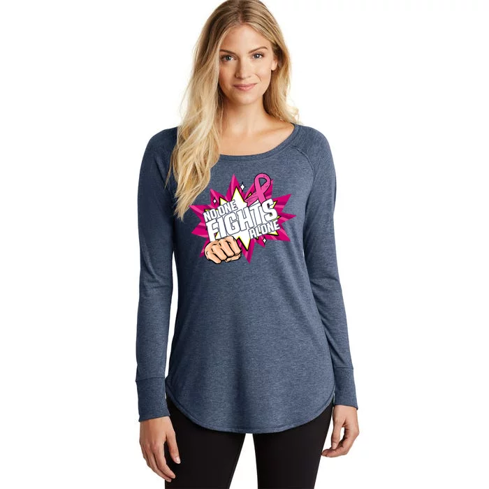 No One Fights Alone Breast Cancer Awareness Women's Perfect Tri Tunic Long Sleeve Shirt