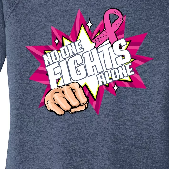 No One Fights Alone Breast Cancer Awareness Women's Perfect Tri Tunic Long Sleeve Shirt