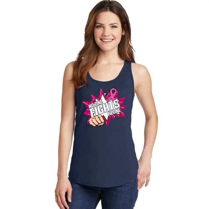 No One Fights Alone Breast Cancer Awareness Ladies Essential Tank