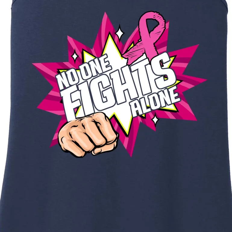 No One Fights Alone Breast Cancer Awareness Ladies Essential Tank