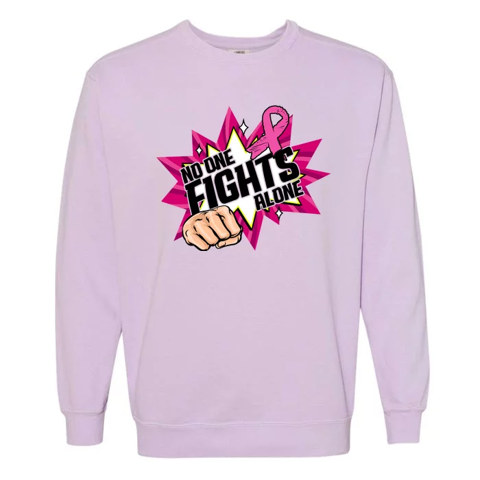 No One Fights Alone Breast Cancer Awareness Garment-Dyed Sweatshirt