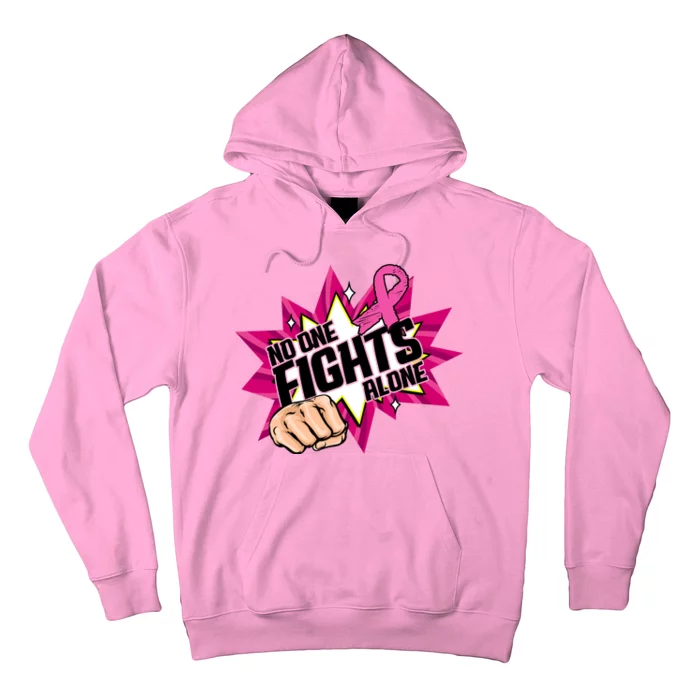 No One Fights Alone Breast Cancer Awareness Hoodie