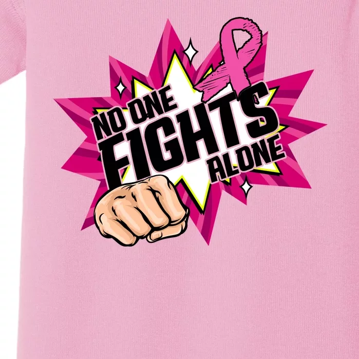 No One Fights Alone Breast Cancer Awareness Baby Bodysuit