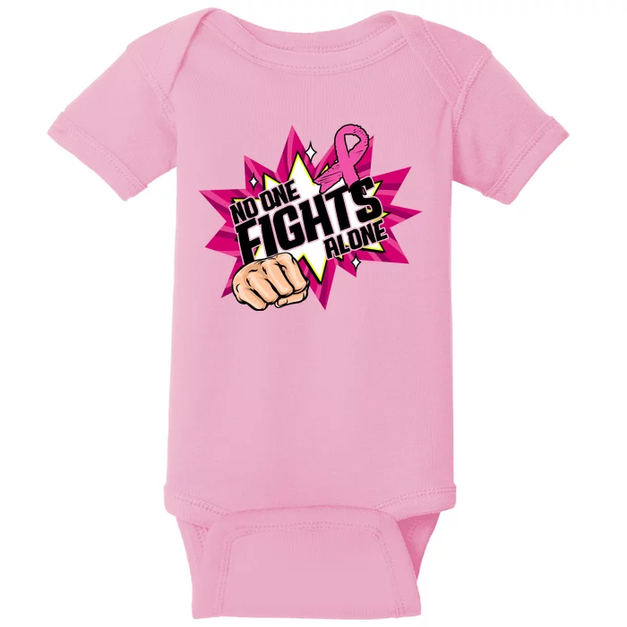 No One Fights Alone Breast Cancer Awareness Baby Bodysuit