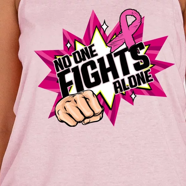 No One Fights Alone Breast Cancer Awareness Women's Knotted Racerback Tank