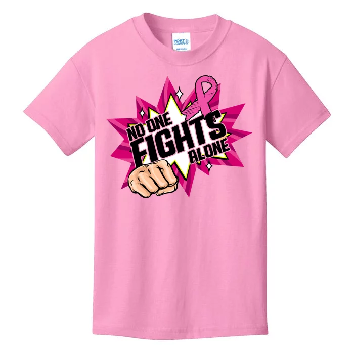 No One Fights Alone Breast Cancer Awareness Kids T-Shirt