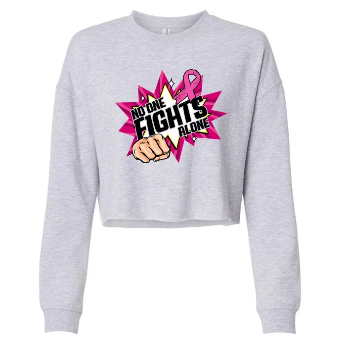 No One Fights Alone Breast Cancer Awareness Cropped Pullover Crew