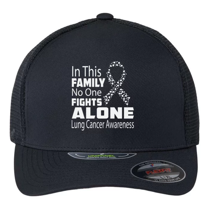 No One Fights Alone Lung Cancer Awareness Flexfit Unipanel Trucker Cap