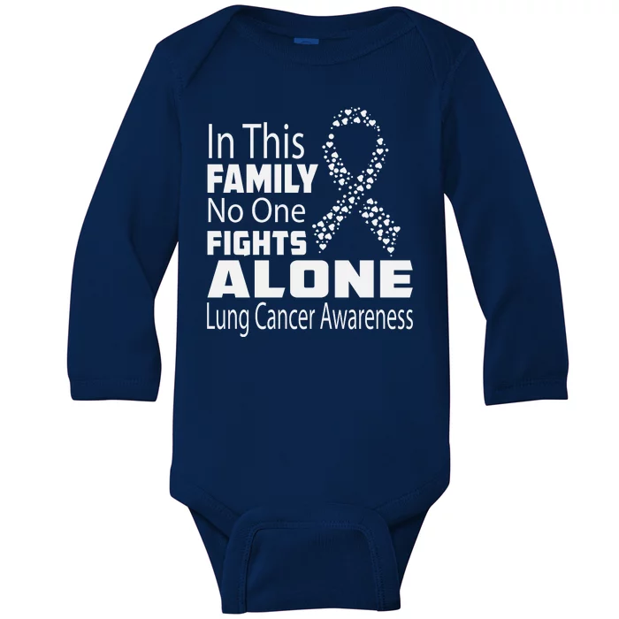 No One Fights Alone Lung Cancer Awareness Baby Long Sleeve Bodysuit