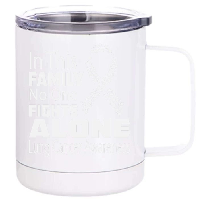 No One Fights Alone Lung Cancer Awareness Front & Back 12oz Stainless Steel Tumbler Cup