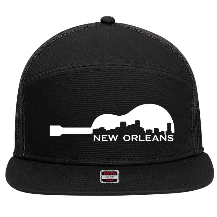 New Orleans Guitar Skyline 7 Panel Mesh Trucker Snapback Hat