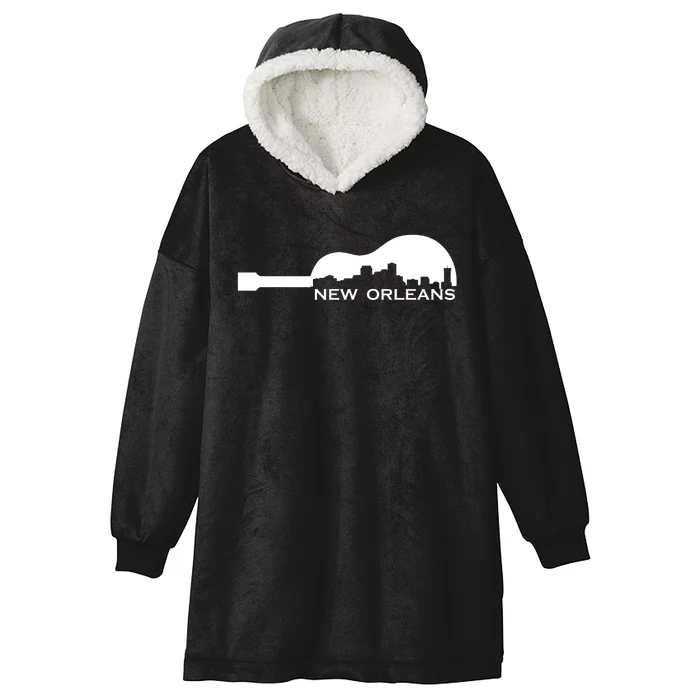 New Orleans Guitar Skyline Hooded Wearable Blanket