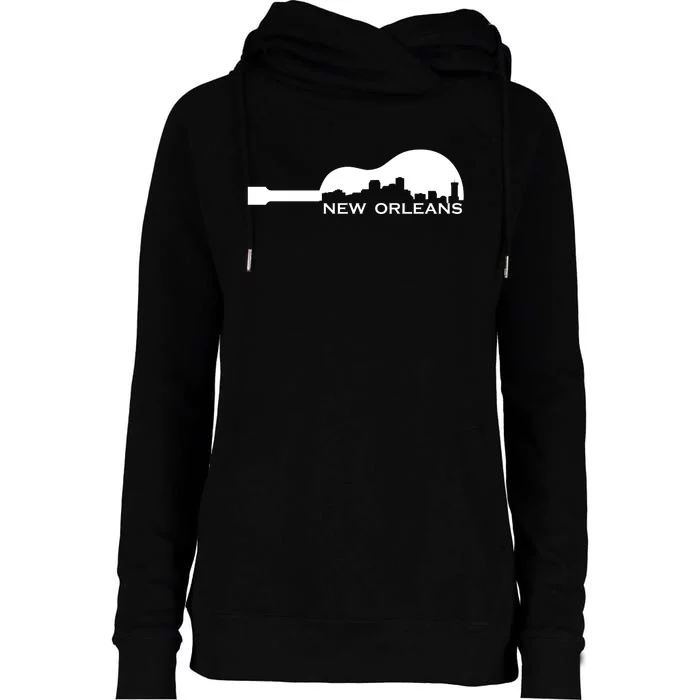 New Orleans Guitar Skyline Womens Funnel Neck Pullover Hood