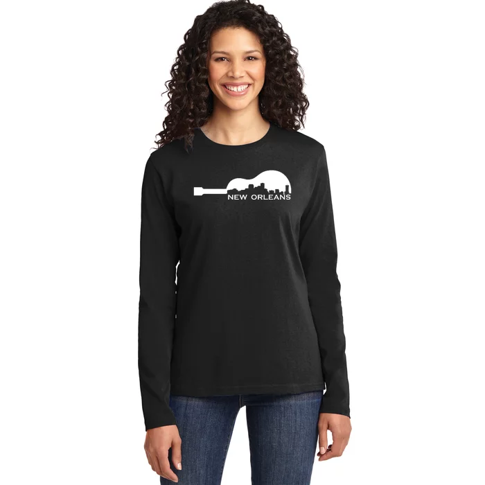 New Orleans Guitar Skyline Ladies Long Sleeve Shirt