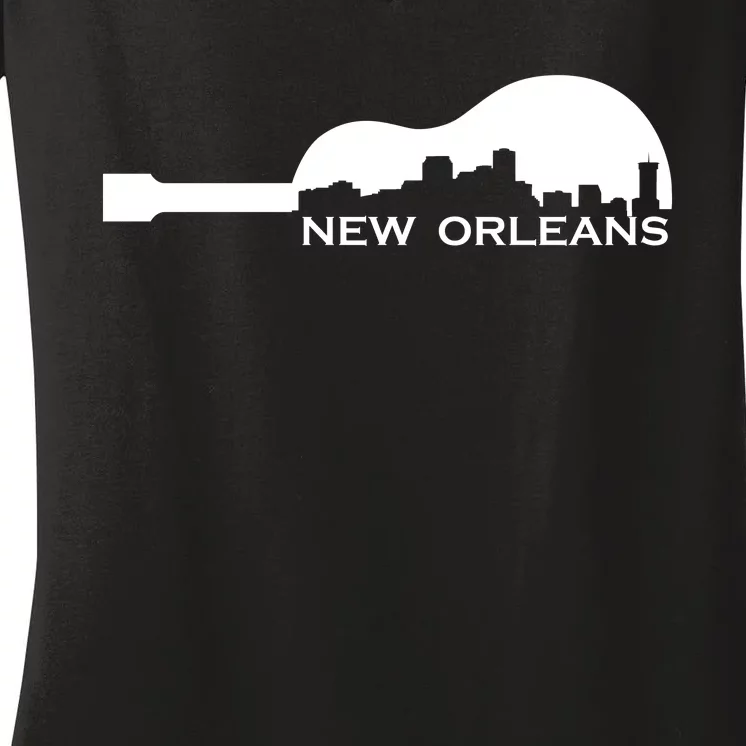 New Orleans Guitar Skyline Women's V-Neck T-Shirt