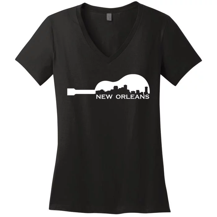 New Orleans Guitar Skyline Women's V-Neck T-Shirt