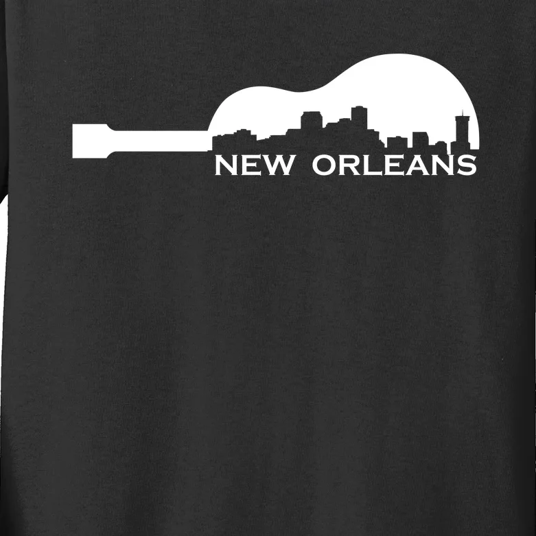 New Orleans Guitar Skyline Kids Long Sleeve Shirt