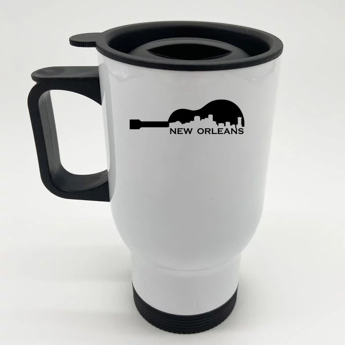 New Orleans Guitar Skyline Front & Back Stainless Steel Travel Mug