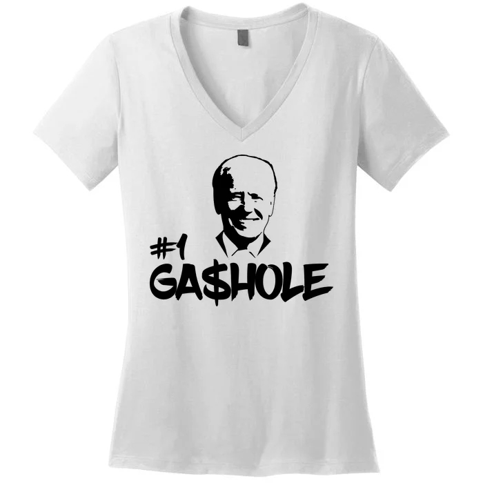 Number One Gashole Funny Joe Biden Women's V-Neck T-Shirt