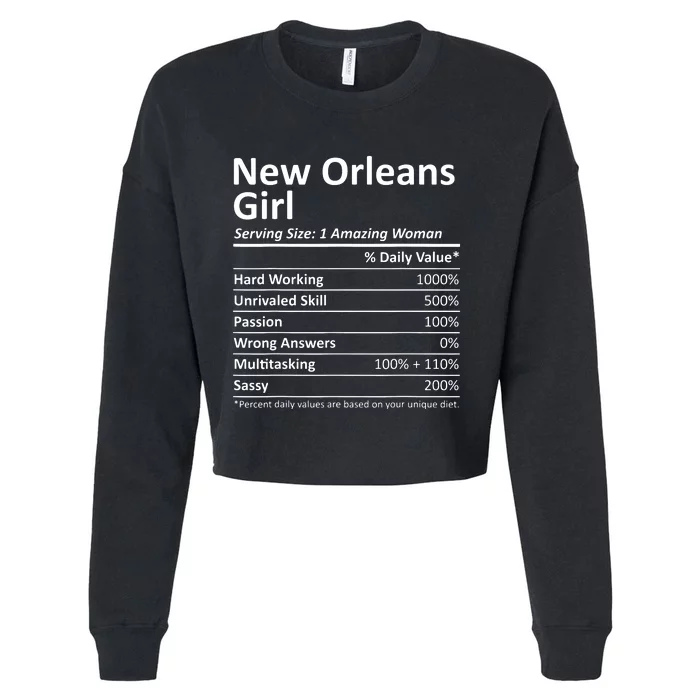 New Orleans Girl La Louisiana Funny City Home Roots Usa Gift Cropped Pullover Crew