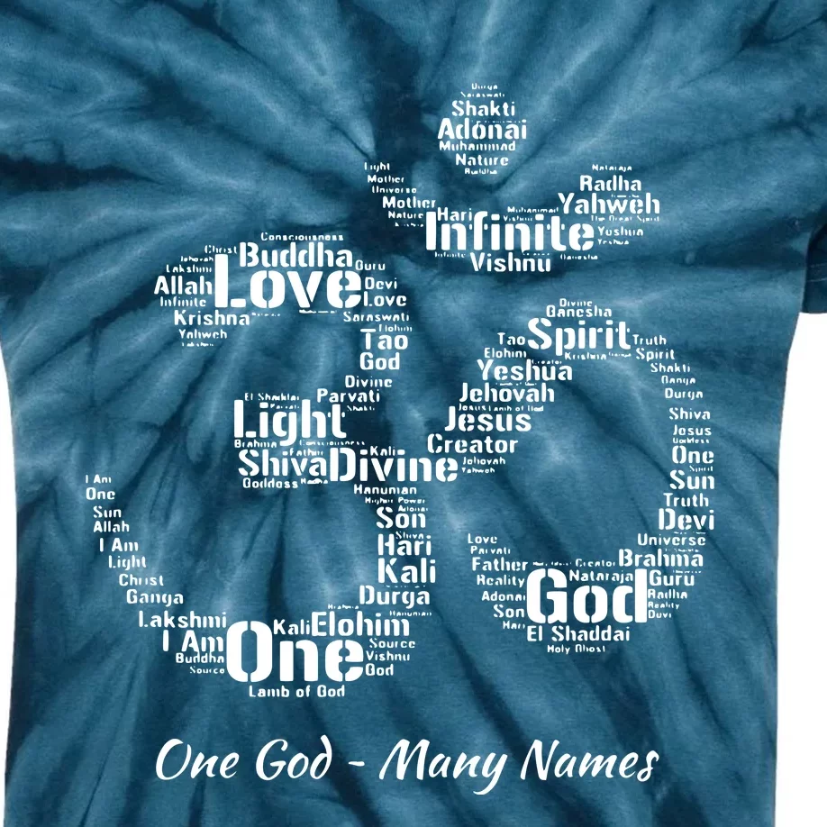 Names Of God In Om Symbol Yoga Inspired Aum T Kids Tie-Dye T-Shirt