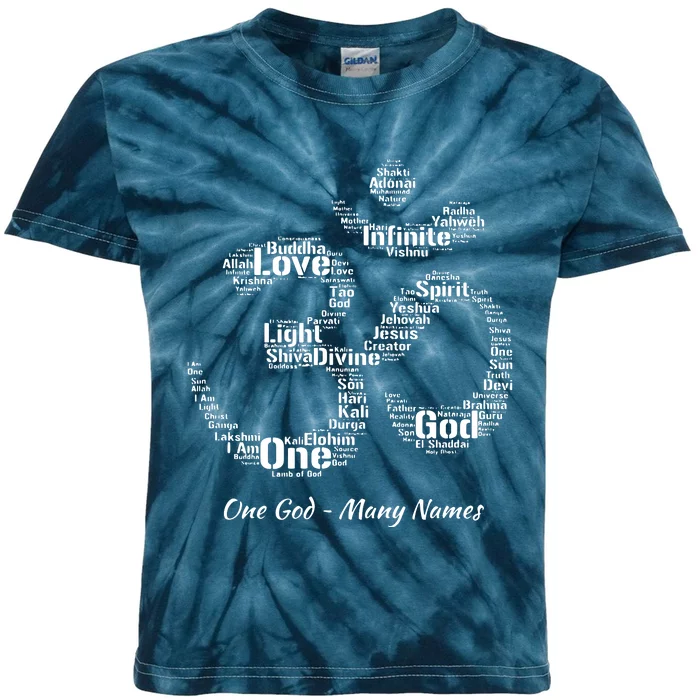 Names Of God In Om Symbol Yoga Inspired Aum T Kids Tie-Dye T-Shirt