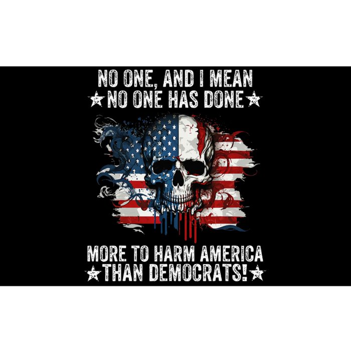 No One Has Done More To Harm America American Flag Skull Bumper Sticker