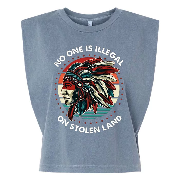 No One Is Illegal On Stolen Land Native Vintage Garment-Dyed Women's Muscle Tee