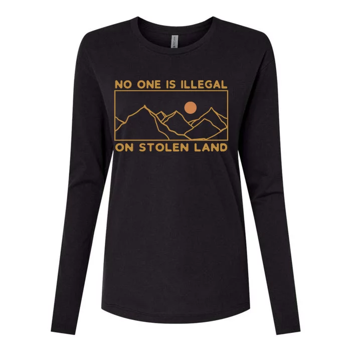 No One Is Illegal On Stolen Land Womens Cotton Relaxed Long Sleeve T-Shirt