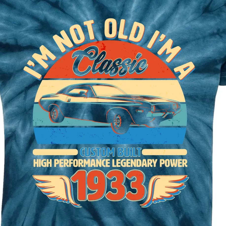 Not Old I'm A Classic 1933 Car Lovers 90th Birthday Kids Tie-Dye T-Shirt