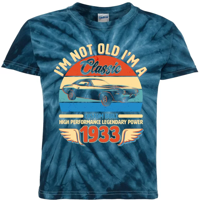 Not Old I'm A Classic 1933 Car Lovers 90th Birthday Kids Tie-Dye T-Shirt