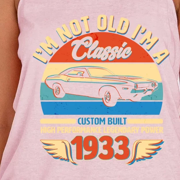 Not Old I'm A Classic 1933 Car Lovers 90th Birthday Women's Knotted Racerback Tank