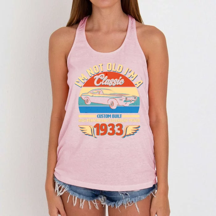 Not Old I'm A Classic 1933 Car Lovers 90th Birthday Women's Knotted Racerback Tank