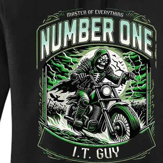 Number One I.T. Guy 1 Skeleton Biker Edition Women's Pullover Hoodie