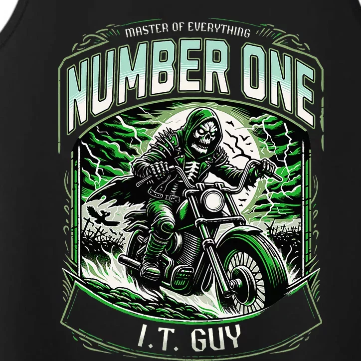 Number One I.T. Guy 1 Skeleton Biker Edition Performance Tank