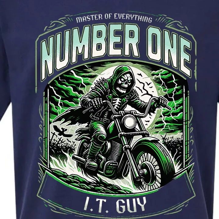 Number One I.T. Guy 1 Skeleton Biker Edition Sueded Cloud Jersey T-Shirt