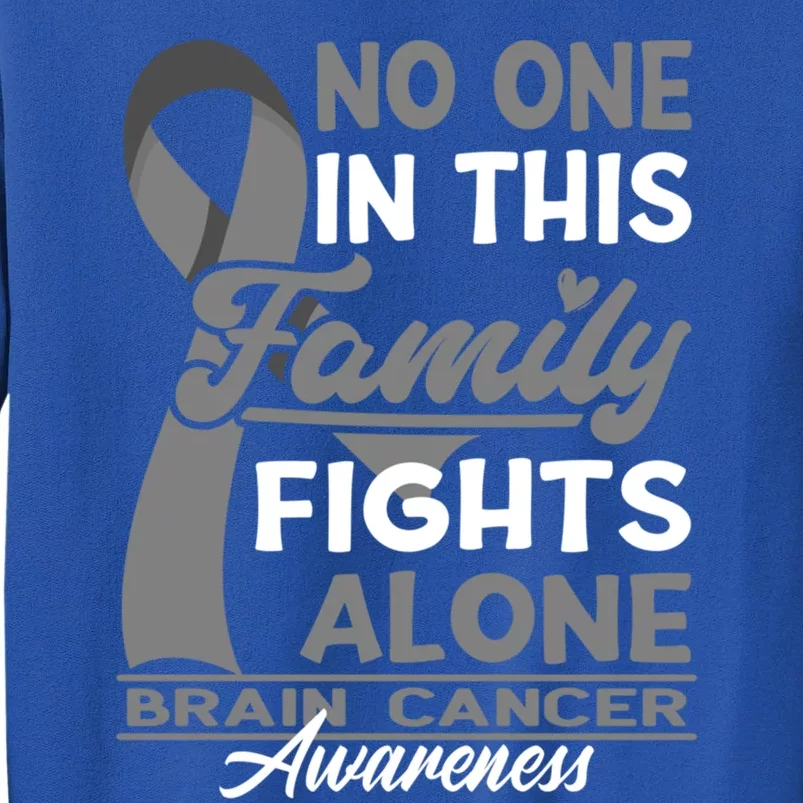 No One In This Family Fights Alone I Brain Cancer Awareness Gift Tall Sweatshirt