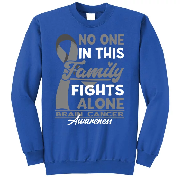 No One In This Family Fights Alone I Brain Cancer Awareness Gift Tall Sweatshirt