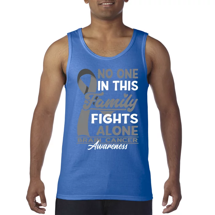 No One In This Family Fights Alone I Brain Cancer Awareness Gift Tank Top